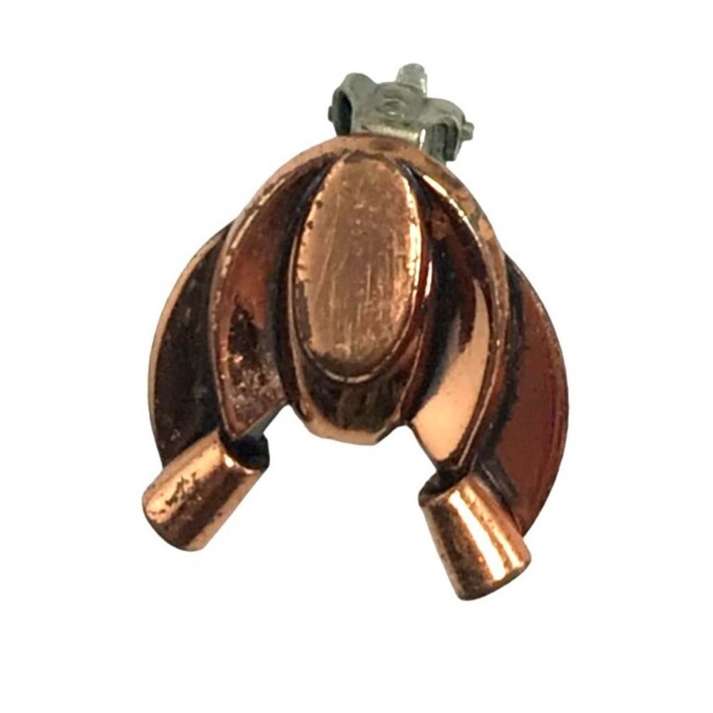Vintage 1950s Modernist Renoir Copper Earrings Clip On MCM Insect Scroll Signed - Picture 4 of 8